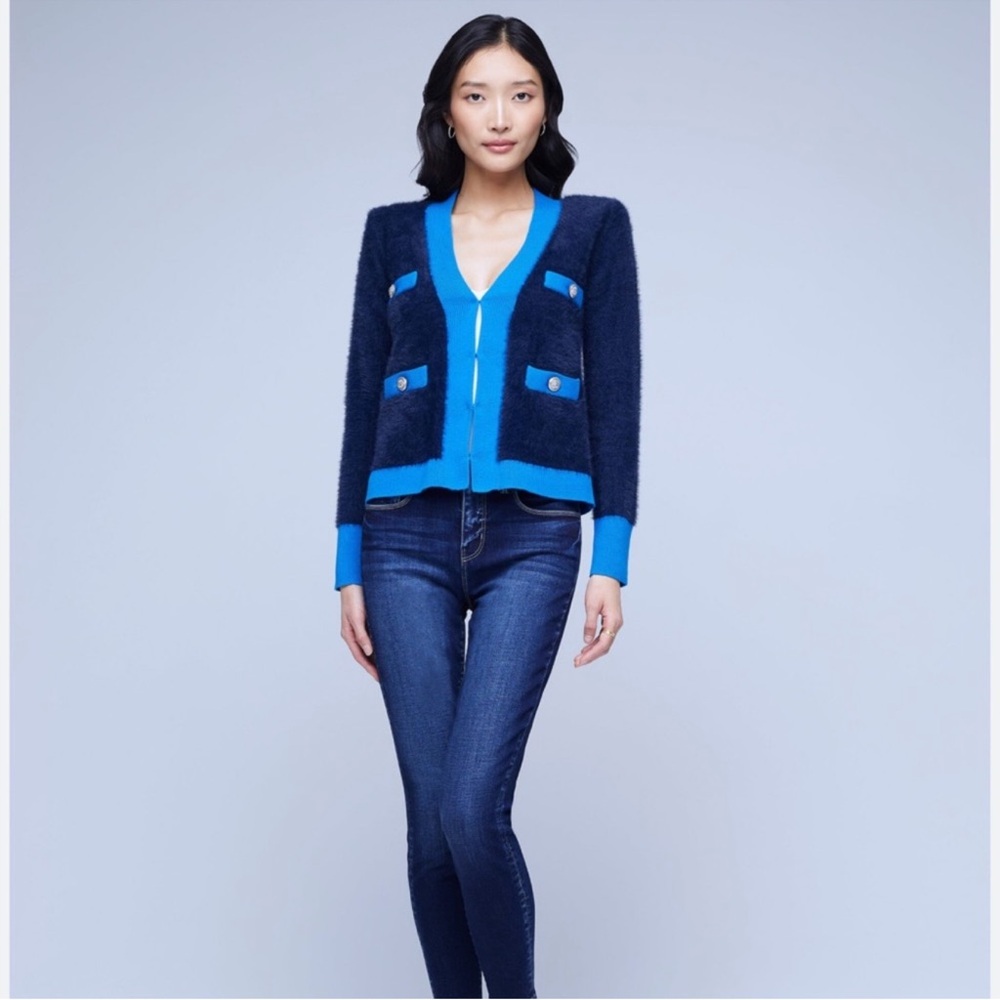 L'Agence Kai Blue Fuzzy Cardigan